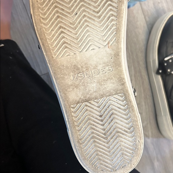 J/SLIDES Black Leather Buckle High Top Sneakers - Picture 6 of 7